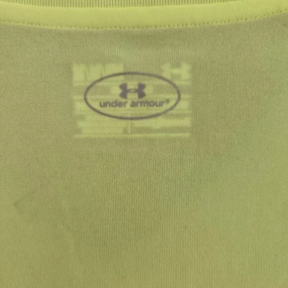 NWT Under Armour Womens Medium HeatGear V-Neck Semi-Fitted Shirt Neon Yellow - Picture 7 of 10